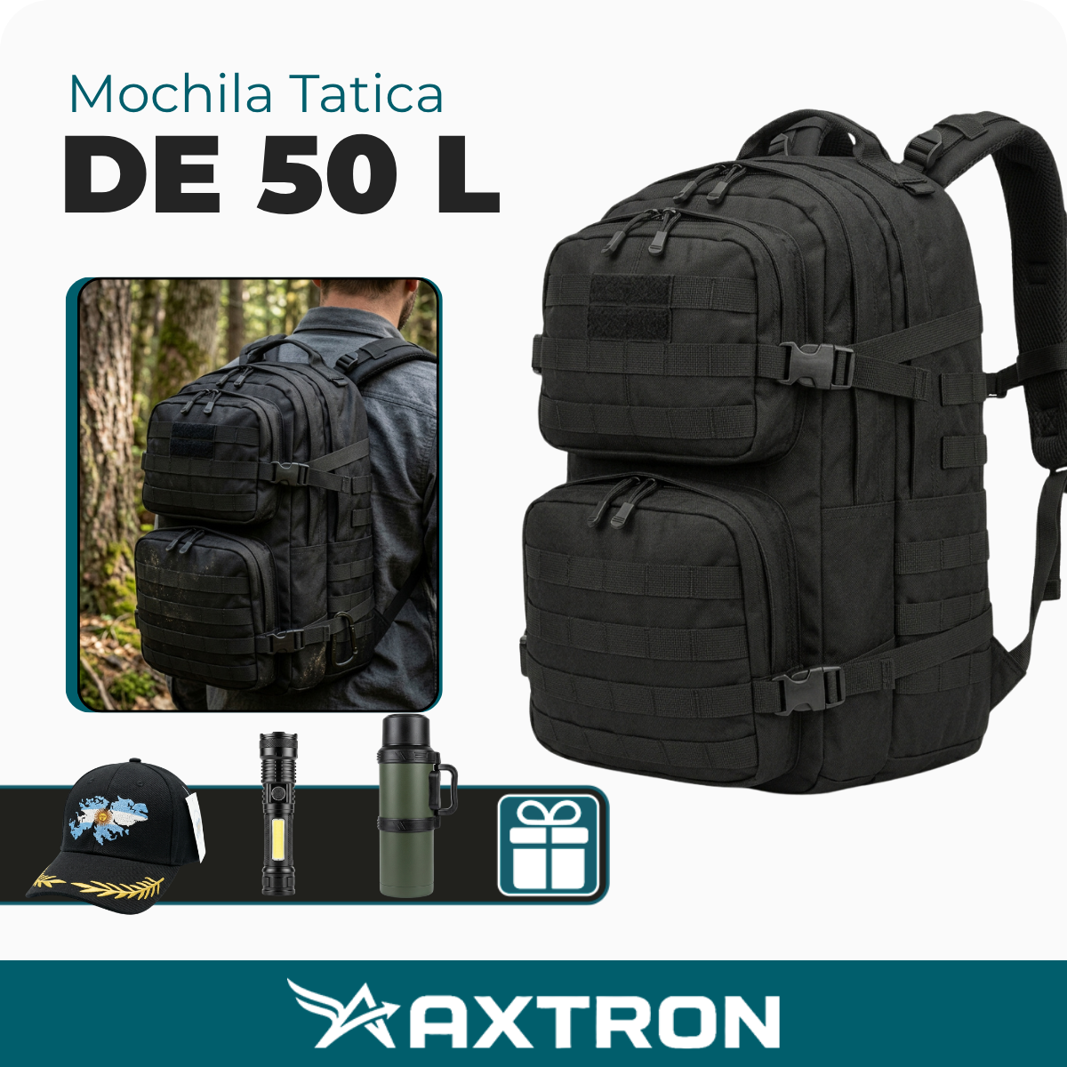 [ÚLTIMAS UNIDADES] Mochila Tática Militar 50L Impermeável + 3 Brindes Exclusivos | Tudo o que um Homem Preparado Precisa