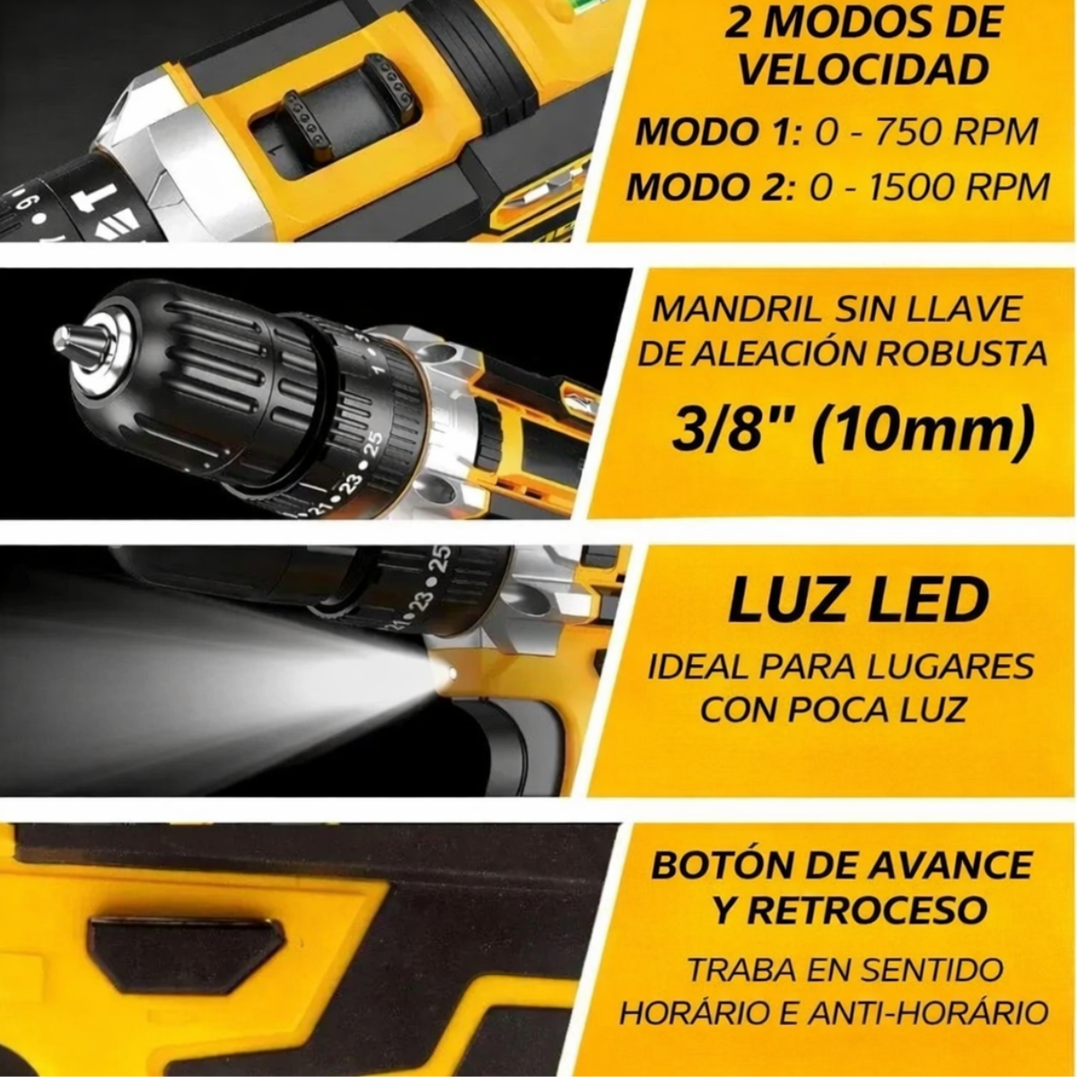Kit Furadeira e Parafusadeira Sem Fio MaxPro 48V Completo + Maleta de Acessórios e 2 Baterias Grátis