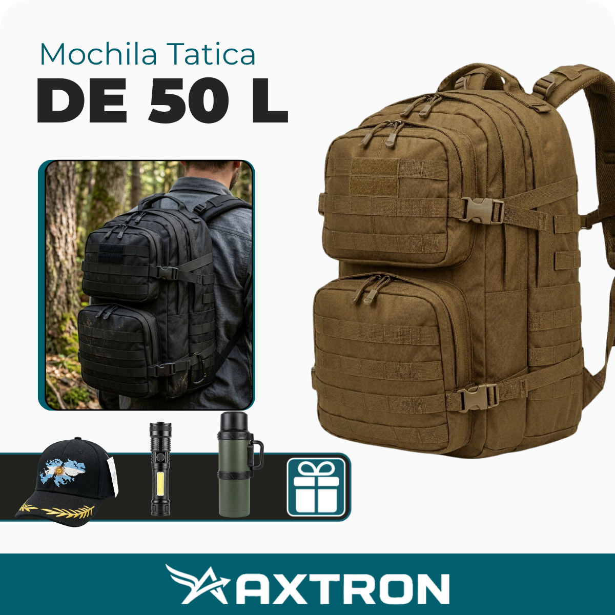 [ÚLTIMAS UNIDADES] Mochila Tática Militar 50L Impermeável + 3 Brindes Exclusivos | Tudo o que um Homem Preparado Precisa