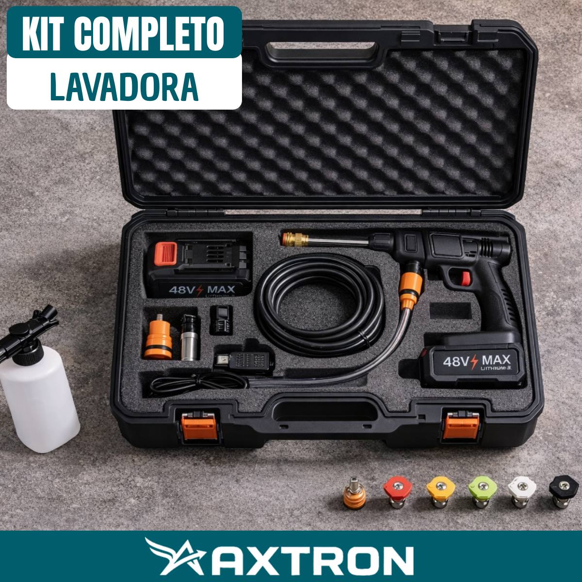 Lavadora de Alta Pressão Sem Fio com 6 Bicos Ajustáveis | Qualidade Profissional para Todo Tipo de Limpeza