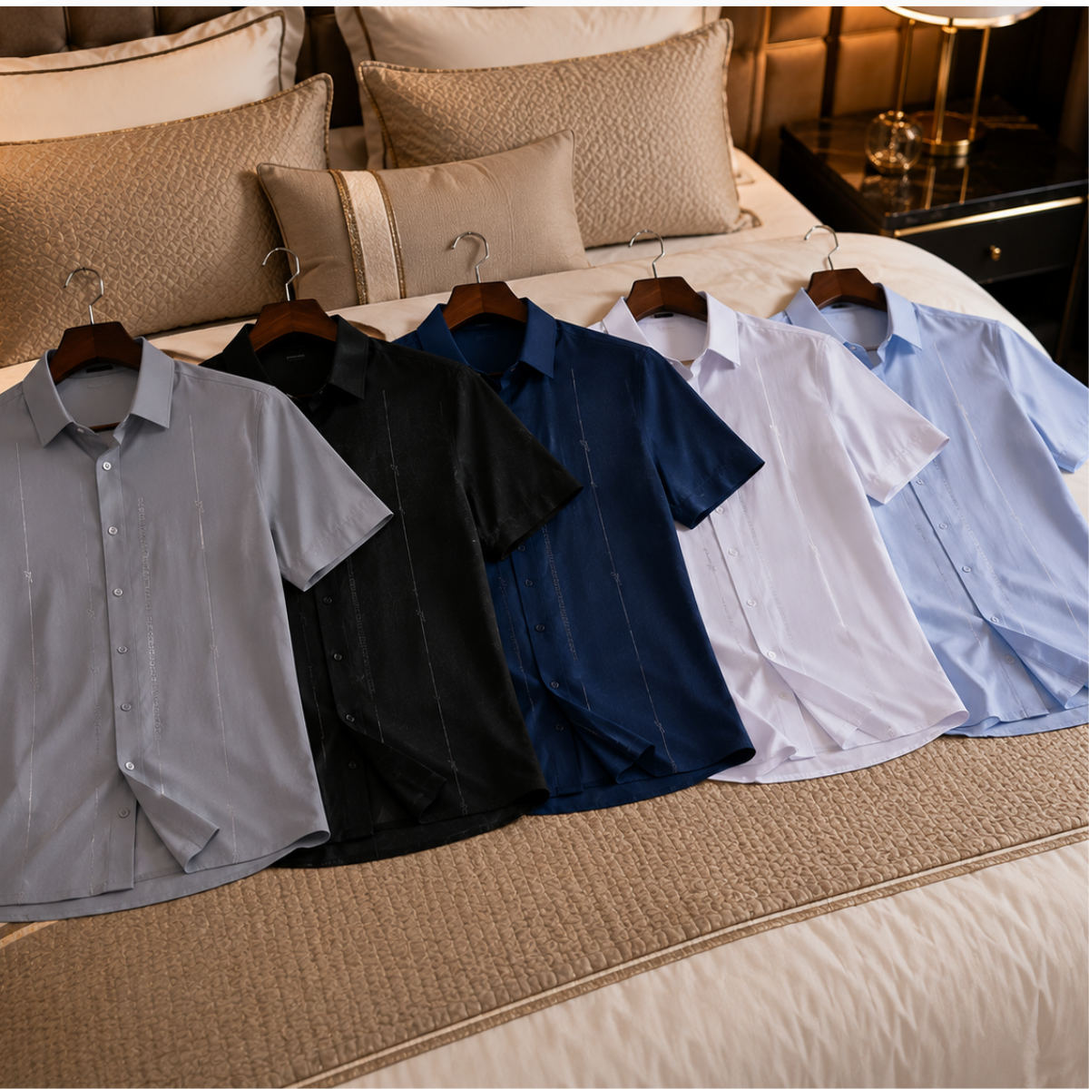 [Llevate 5 y Pagá 3] Camisa Masculina Varion de Seda Fría y Poliéster (¡Estilo que Impone!)