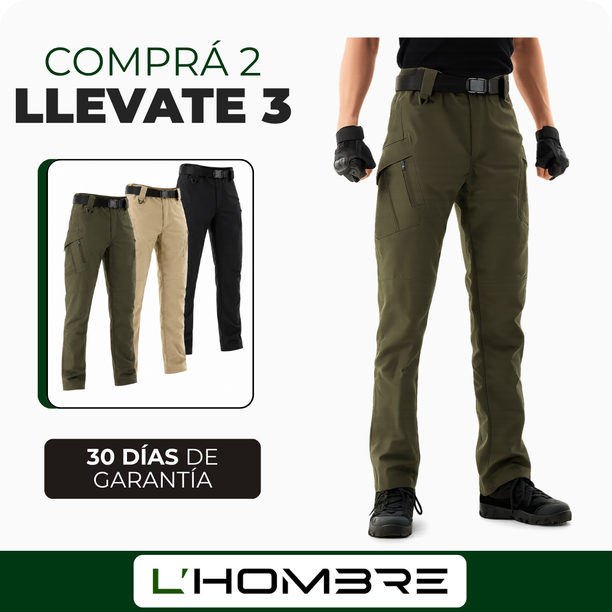 [Llevate 3 y Pagá 2] Pantalón Masculino Pioner de Tela Táctica Militar Impermeable