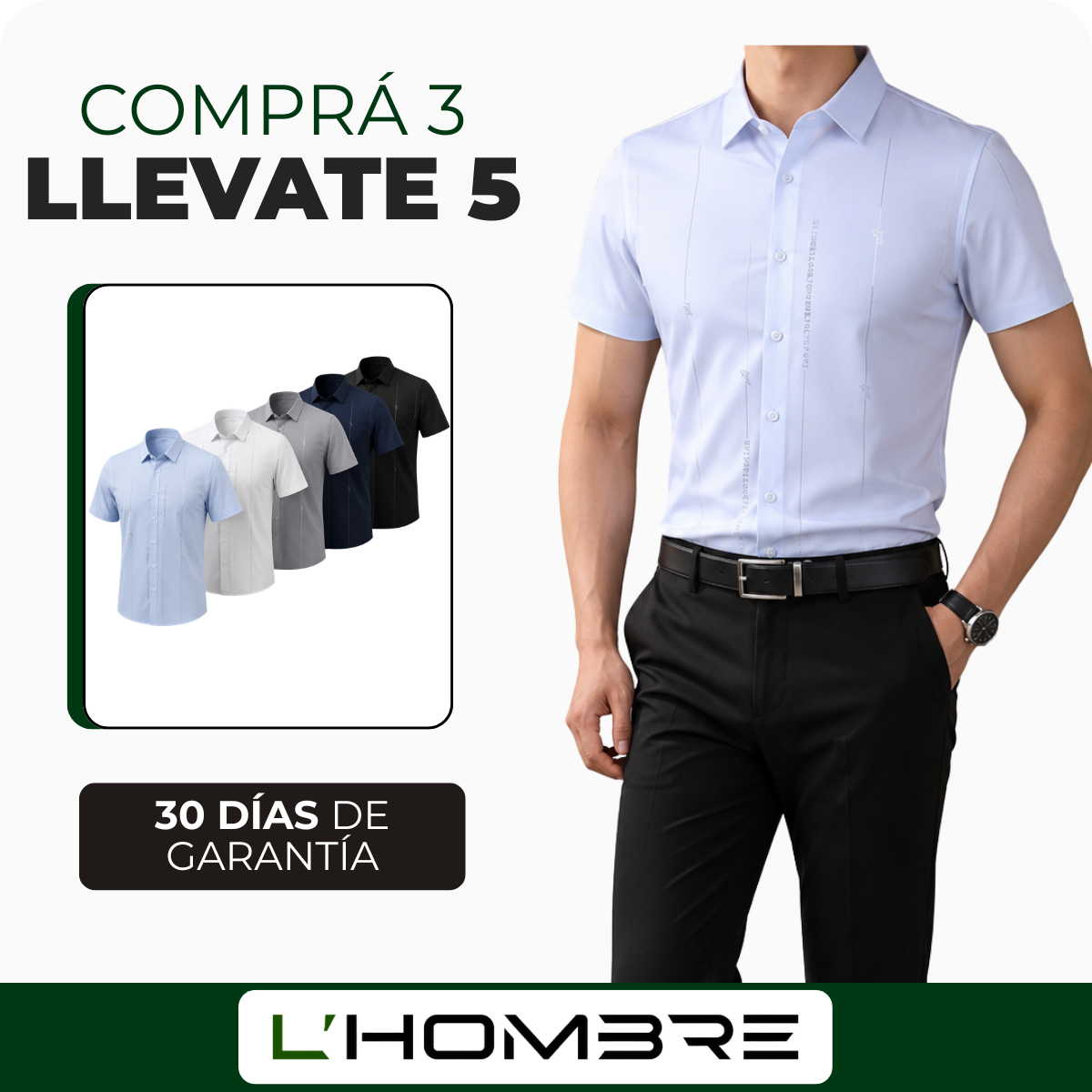 [Llevate 5 y Pagá 3] Camisa Masculina Varion de Seda Fría y Poliéster (¡Estilo que Impone!)