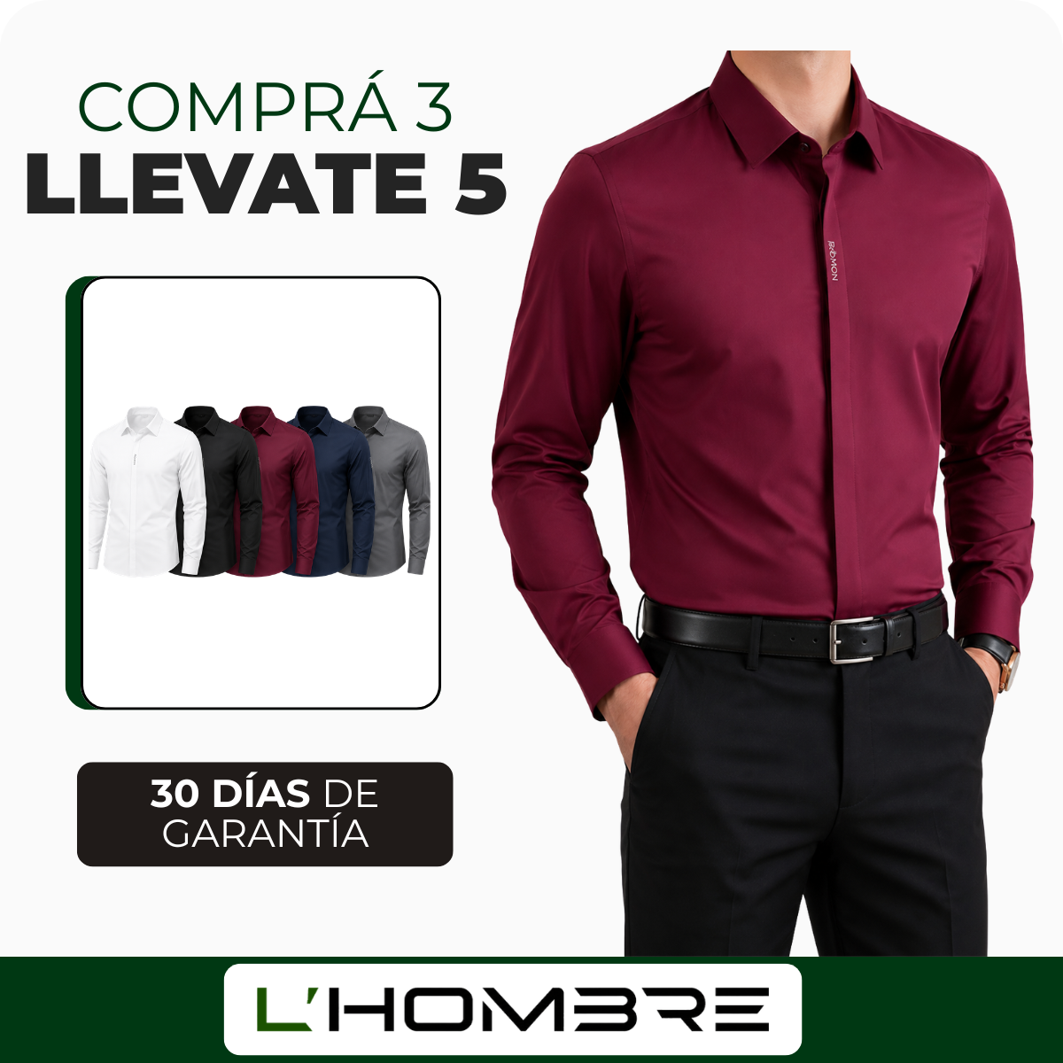 [Llevate 5 y Pagá 3] Camisa Masculina Elite de Seda Fría y Elastano (¡Estilo Premium!)