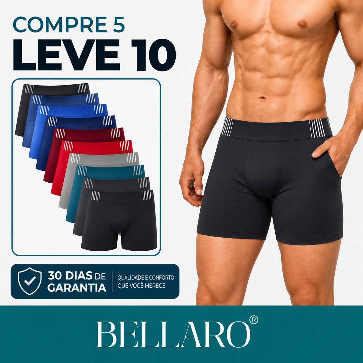 [Leve 10 e Pague 5] Cueca Boxer Masculina Sem Costura em Tecido Gelado | Máximo Conforto