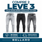 Compre 2 e Leve 3 | Calça Jeans Skinny Masculina Vittaro – Caimento Ajustado, Conforto e Estilo