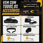 Mini Motosserra Elétrica Portátil + 4 Baterias e Bolsa de Ferramentas Grátis