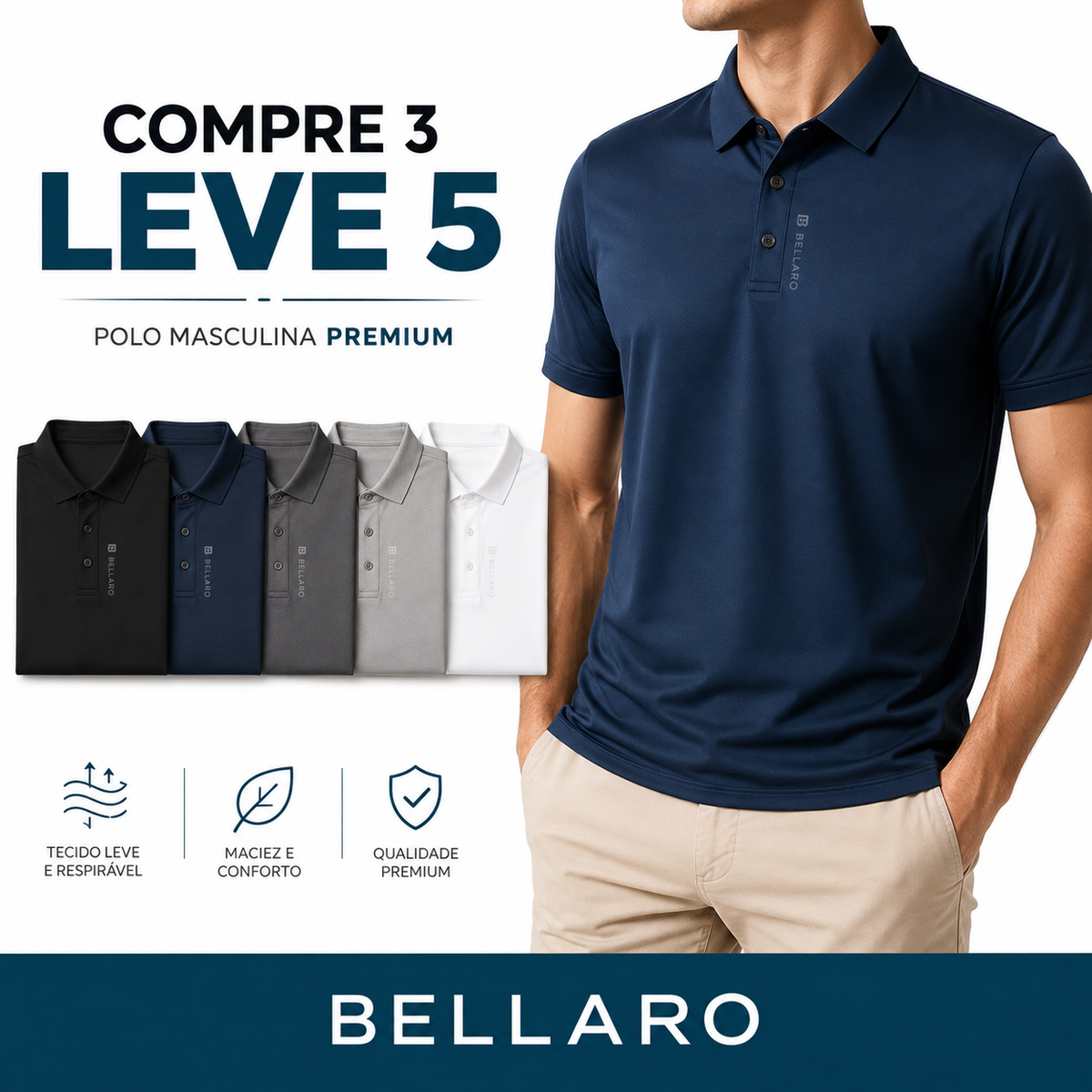 [Leve 5 e Pague 3] Camisa Masculina Nero Premium | Conforto, Estilo e Elegância