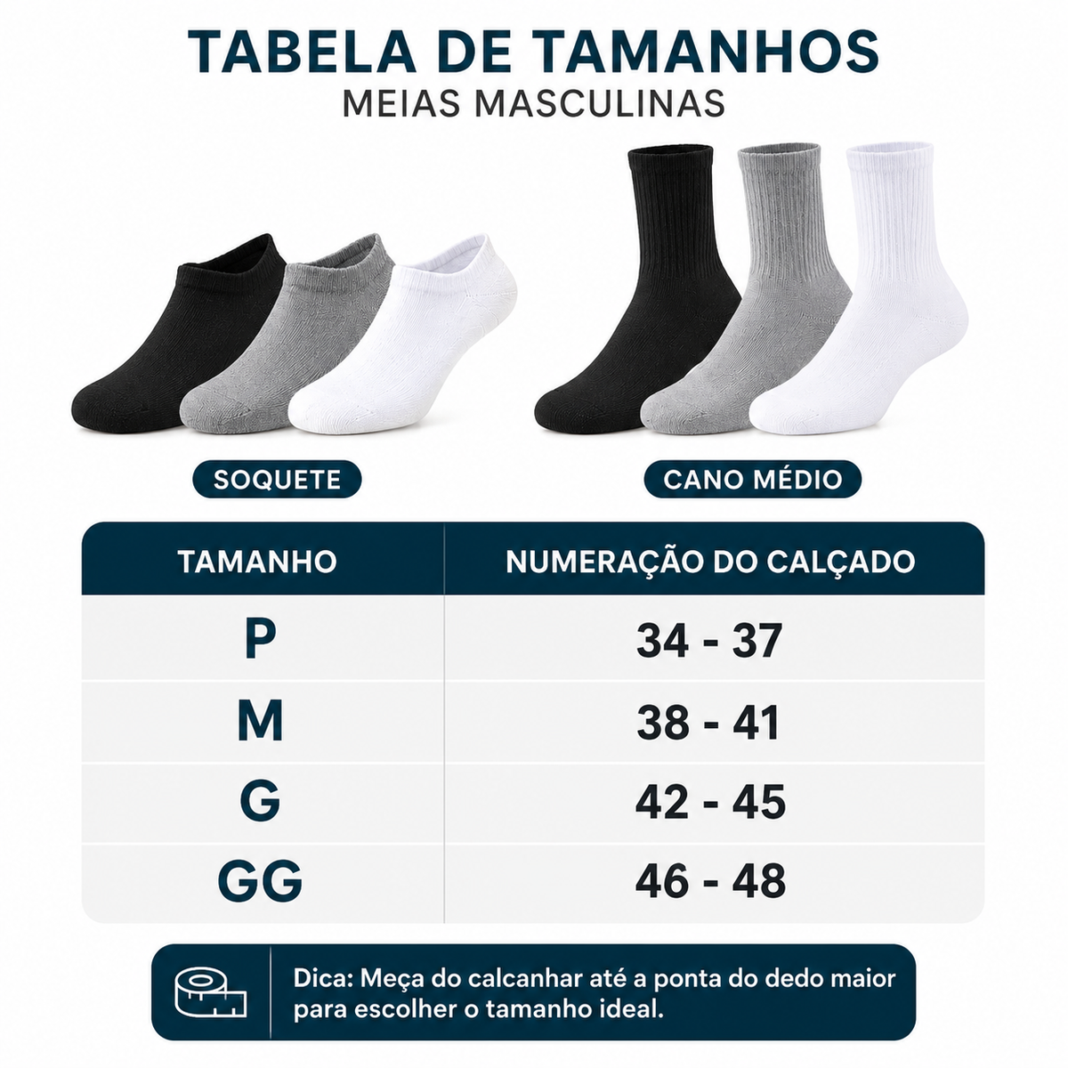 [Kit 10 Pares] Meias Masculinas Norven Premium | Soquete ou Cano Médio – Conforto e Durabilidade