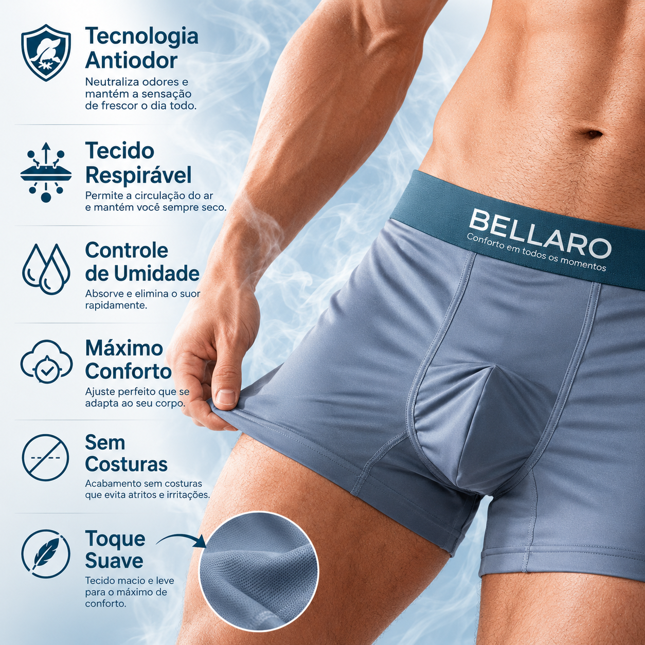 [Leve 10 e Pague 5] Cueca Bóxer Masculina Imperial Antiodor de Seda Gelada Sem Costura (Conforto e Frescor!)