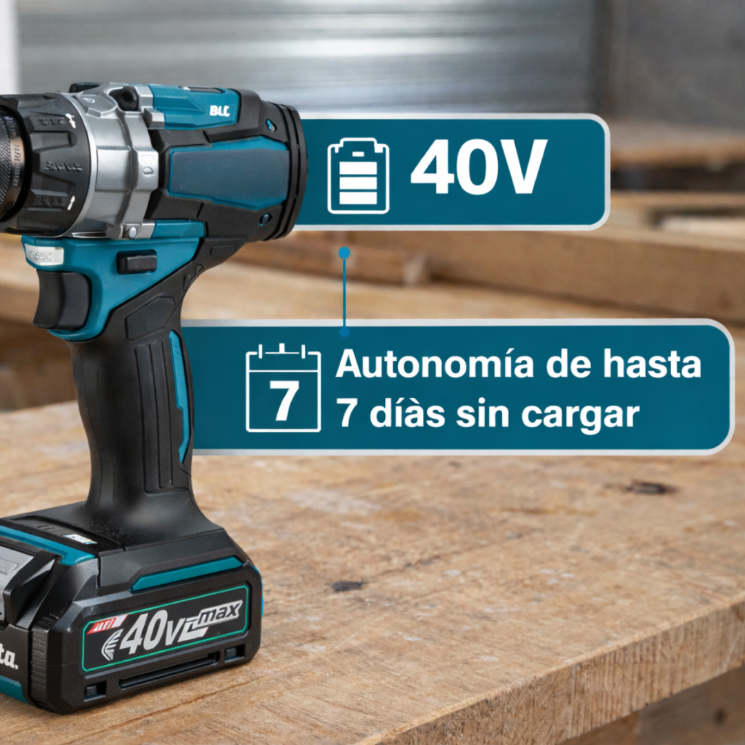 Kit Furadeira e Parafusadeira Titanium 40V Completo + Maleta, Bateria Extra, Base de Carregamento e Jogo de Brocas