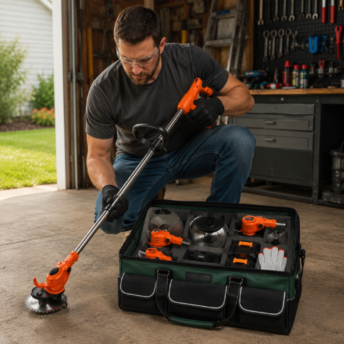 Roçadeira Elétrica Sem Fio 900W Bivolt Desmontável + 2 Baterias e Bolsa Multiuso Grátis