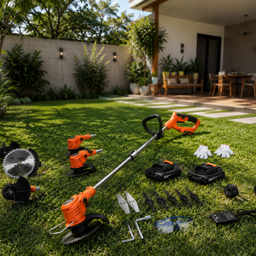 Roçadeira Elétrica Sem Fio 900W Bivolt Desmontável + 2 Baterias e Bolsa Multiuso Grátis