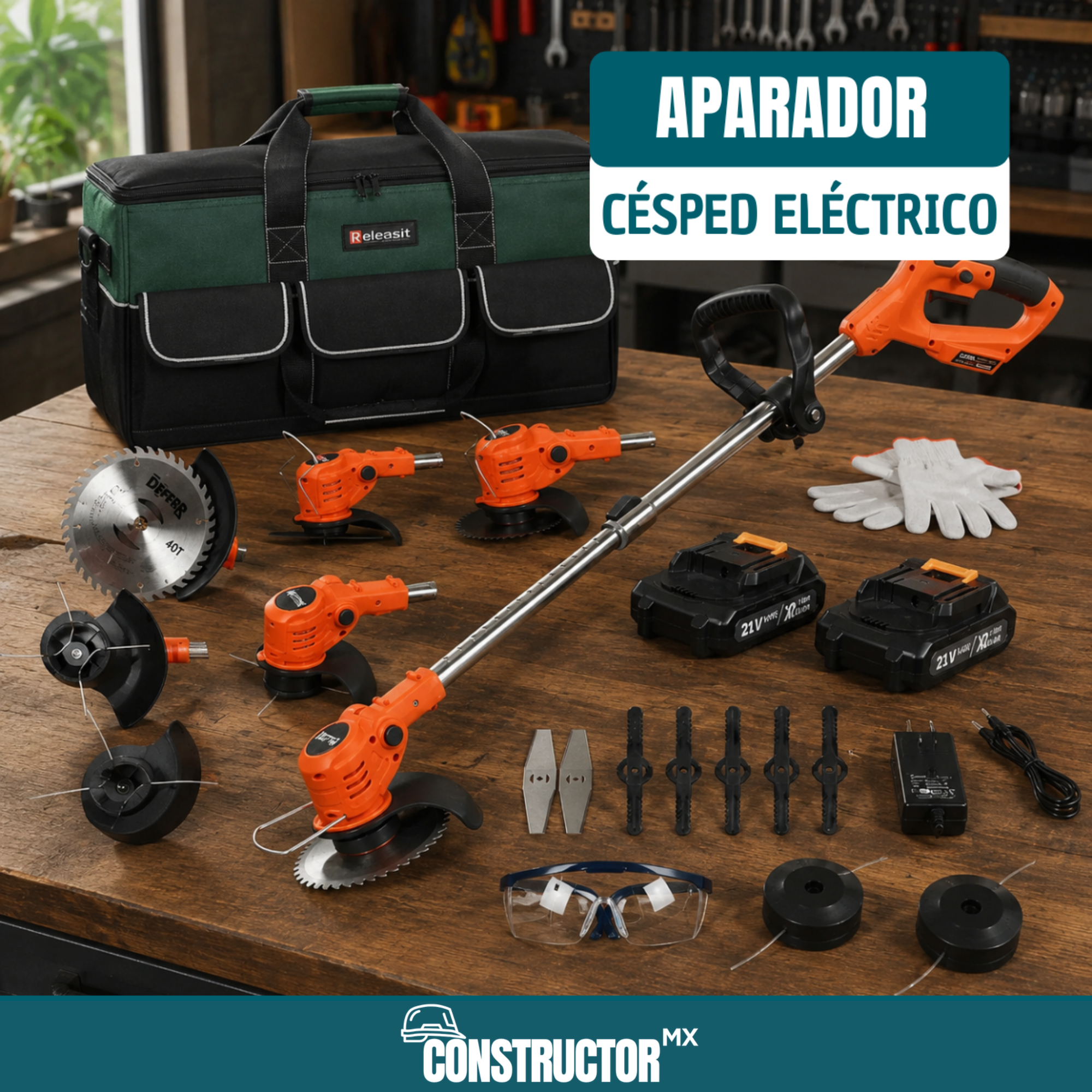 Roçadeira Elétrica Sem Fio 900W Bivolt Desmontável + 2 Baterias e Bolsa Multiuso Grátis