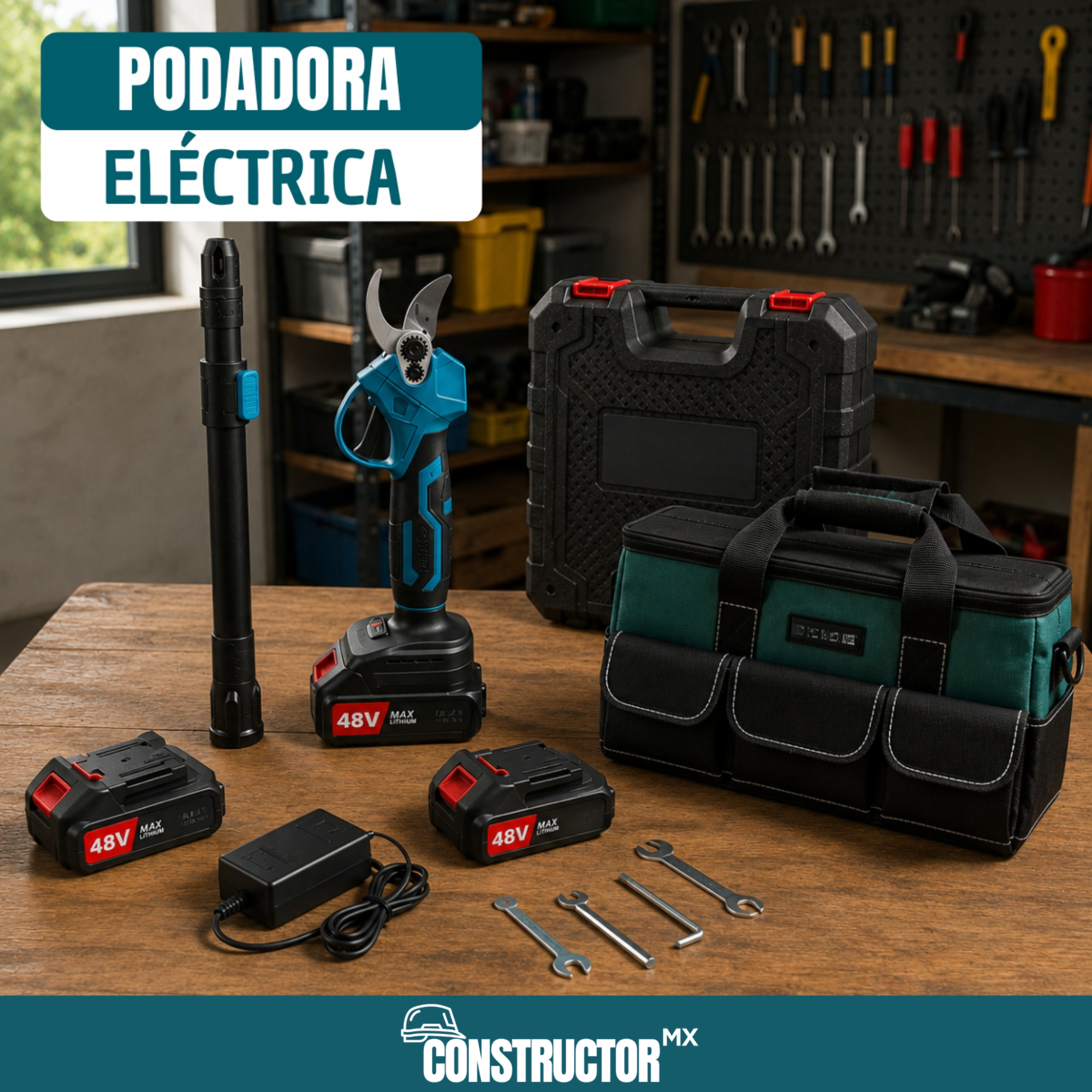 Podador de Galhos Elétrico Sem Fio com Haste Extensora 600W + 2 Baterias e Bolsa Grátis
